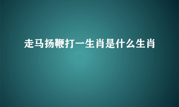 走马扬鞭打一生肖是什么生肖