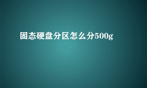 固态硬盘分区怎么分500g