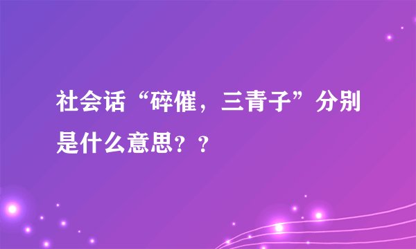 社会话“碎催，三青子”分别是什么意思？？