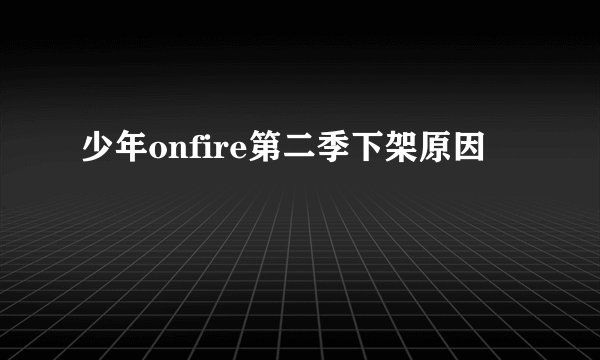 少年onfire第二季下架原因