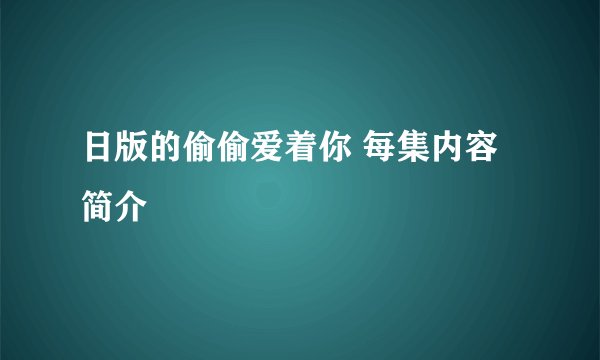 日版的偷偷爱着你 每集内容简介