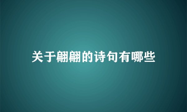 关于翩翩的诗句有哪些