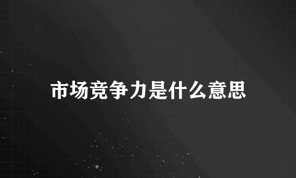 市场竞争力是什么意思