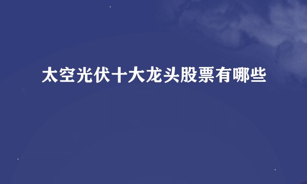 太空光伏十大龙头股票有哪些