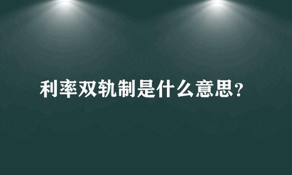 利率双轨制是什么意思？
