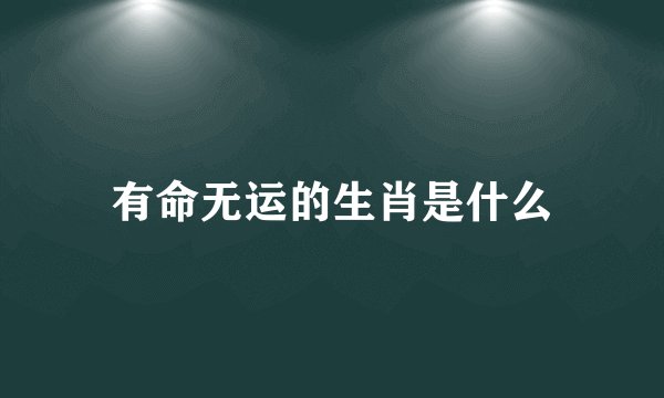 有命无运的生肖是什么