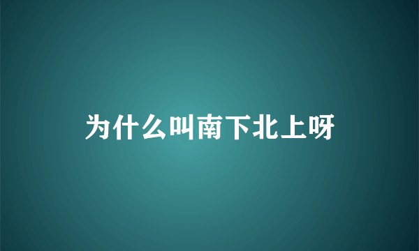 为什么叫南下北上呀