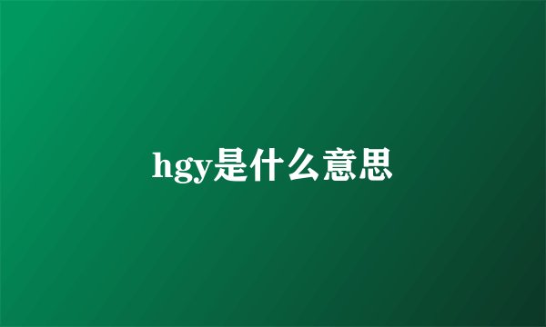 hgy是什么意思