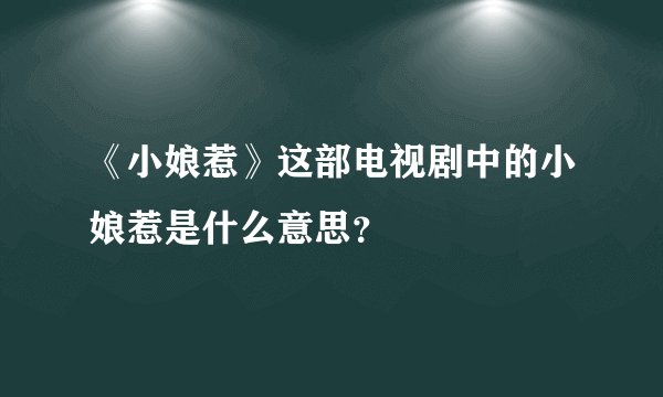 《小娘惹》这部电视剧中的小娘惹是什么意思？