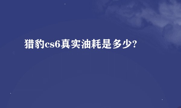 猎豹cs6真实油耗是多少?