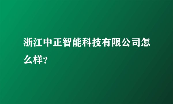 浙江中正智能科技有限公司怎么样？