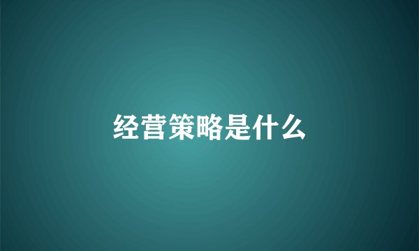 经营策略是什么