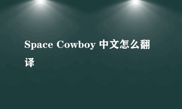 Space Cowboy 中文怎么翻译