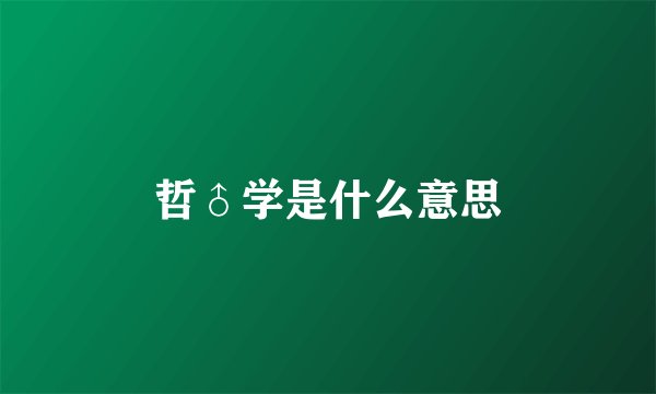哲♂学是什么意思