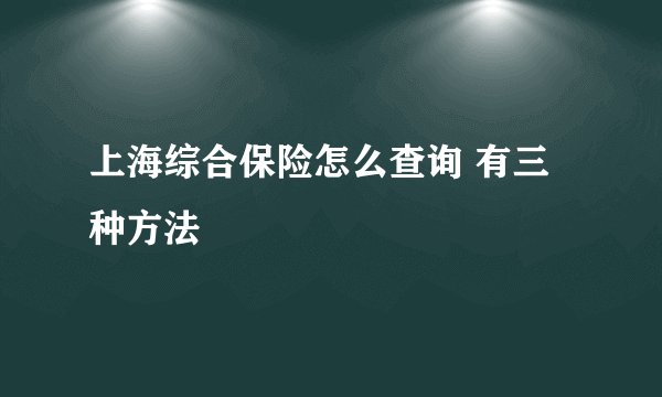 上海综合保险怎么查询 有三种方法