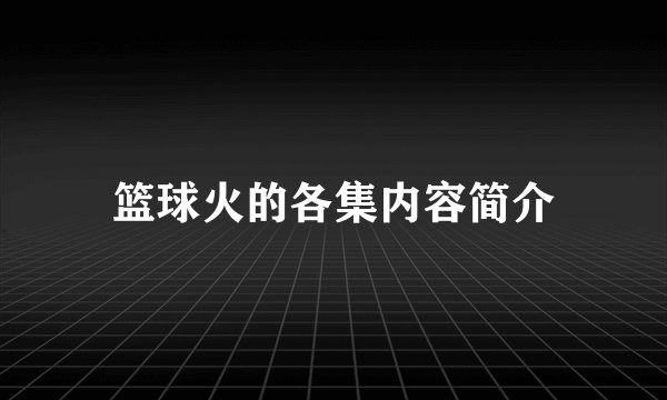 篮球火的各集内容简介