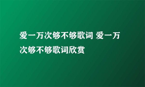 爱一万次够不够歌词 爱一万次够不够歌词欣赏