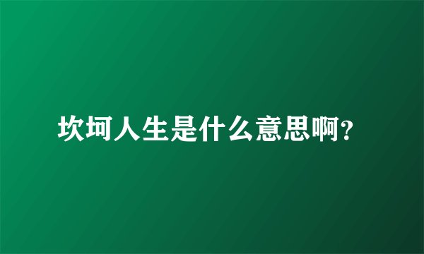 坎坷人生是什么意思啊？