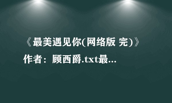 《最美遇见你(网络版 完)》作者：顾西爵.txt最新章节/全集txt免费下载