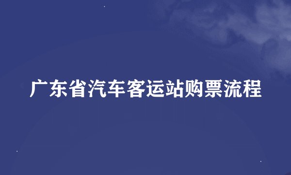 广东省汽车客运站购票流程