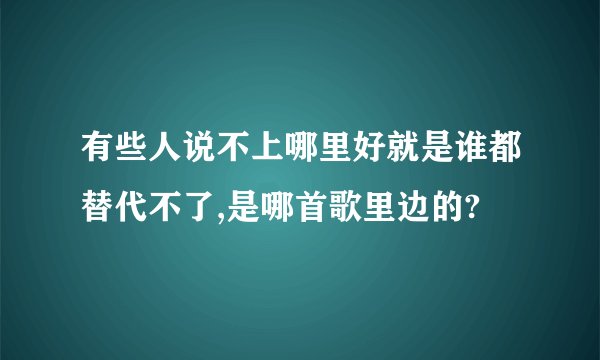 有些人说不上哪里好就是谁都替代不了,是哪首歌里边的?