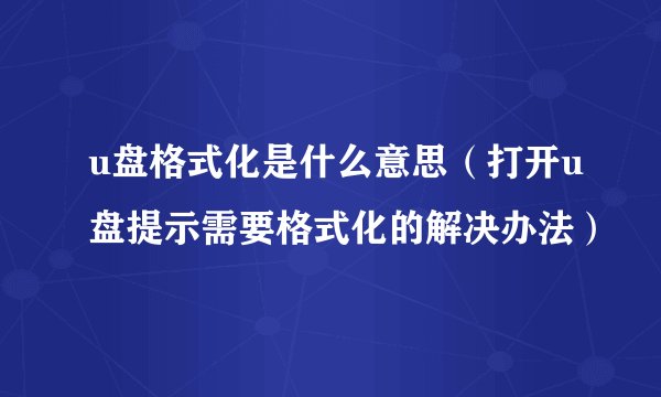 u盘格式化是什么意思（打开u盘提示需要格式化的解决办法）