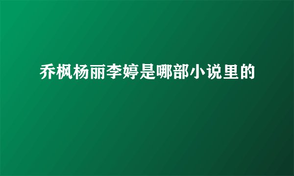 乔枫杨丽李婷是哪部小说里的