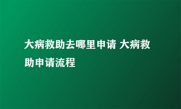 大病救助去哪里申请 大病救助申请流程