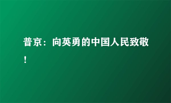 普京：向英勇的中国人民致敬！