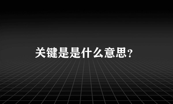 关键是是什么意思？