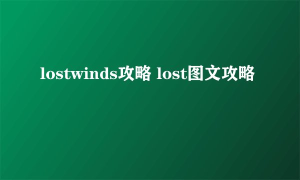 lostwinds攻略 lost图文攻略