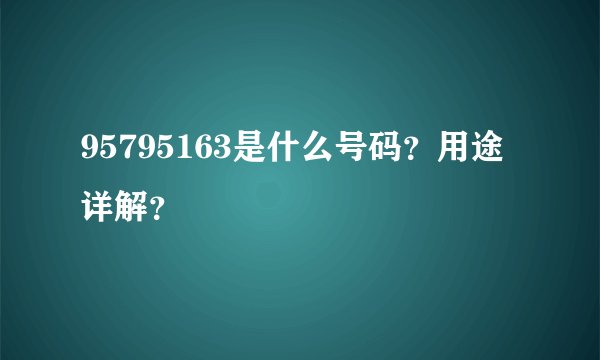 95795163是什么号码？用途详解？
