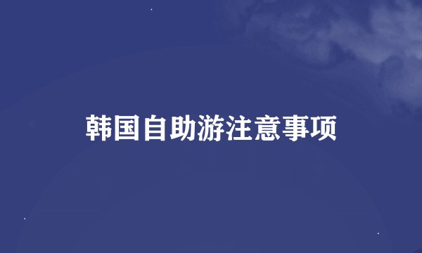 韩国自助游注意事项
