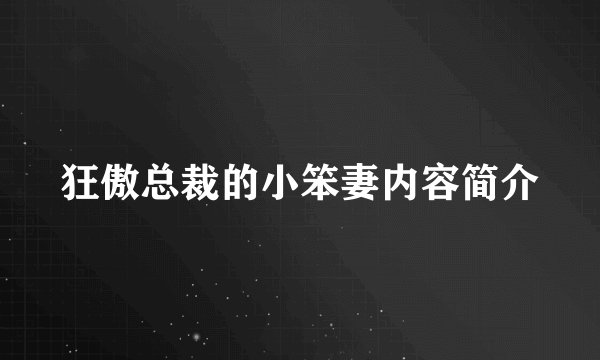 狂傲总裁的小笨妻内容简介