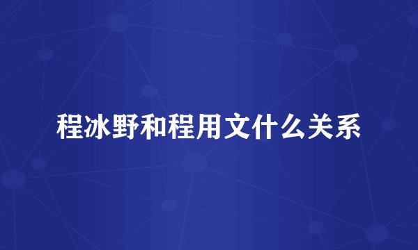 程冰野和程用文什么关系