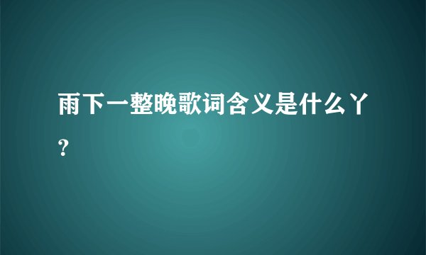 雨下一整晚歌词含义是什么丫？