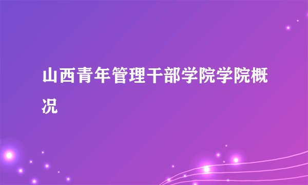 山西青年管理干部学院学院概况