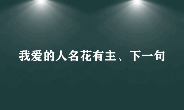 我爱的人名花有主、下一句
