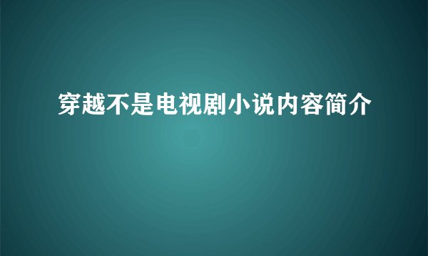 穿越不是电视剧小说内容简介