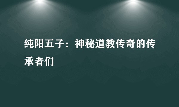 纯阳五子：神秘道教传奇的传承者们