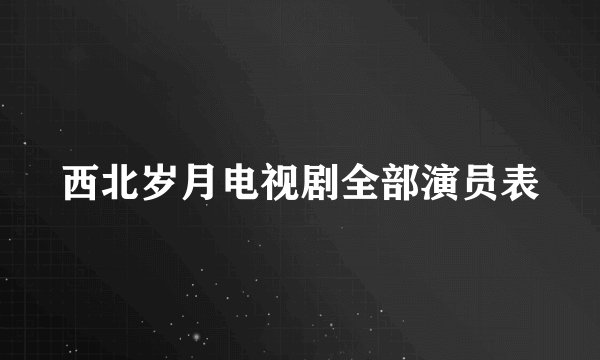 西北岁月电视剧全部演员表