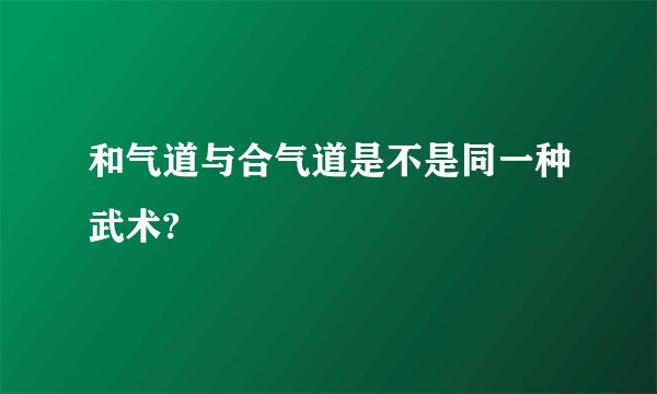 和气道与合气道是不是同一种武术?
