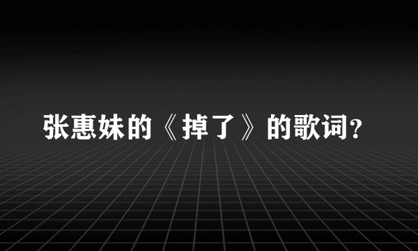 张惠妹的《掉了》的歌词？