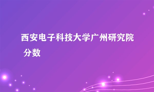 西安电子科技大学广州研究院 分数