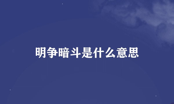 明争暗斗是什么意思