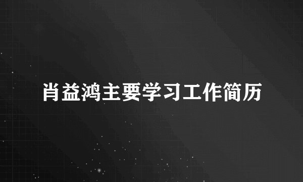 肖益鸿主要学习工作简历