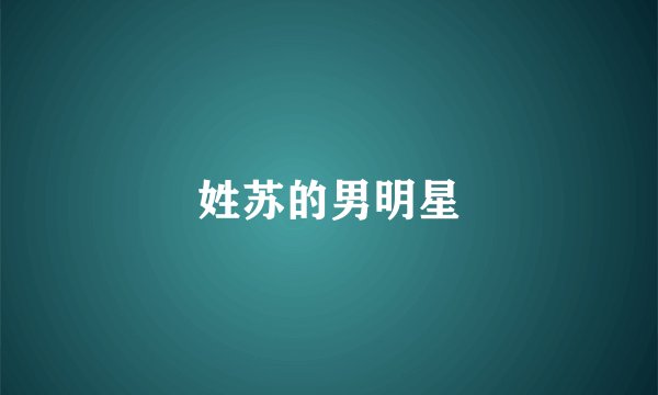 姓苏的男明星