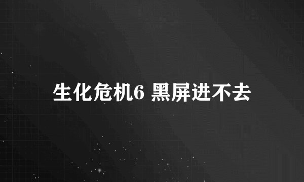 生化危机6 黑屏进不去