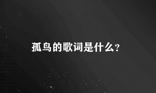 孤鸟的歌词是什么？