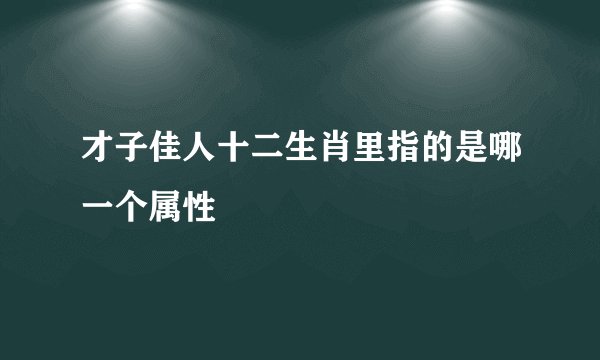 才子佳人十二生肖里指的是哪一个属性